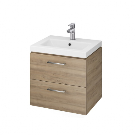 Mobilier baie - Set dulap baie suspendat 2 sertare Lara cu lavoar Como inclus, 50 cm, nuc