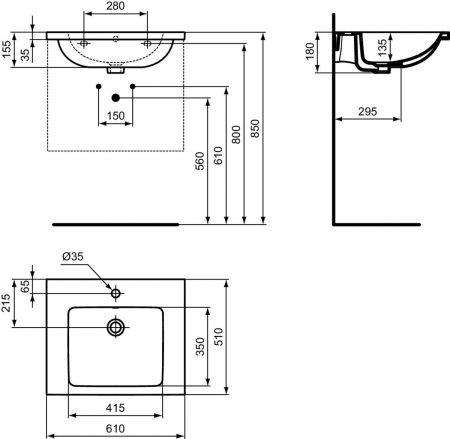 Set dulap baie suspendat gri Ideal Standard i.Life S cu lavoar inclus 60 cm gri si maner negru [3]