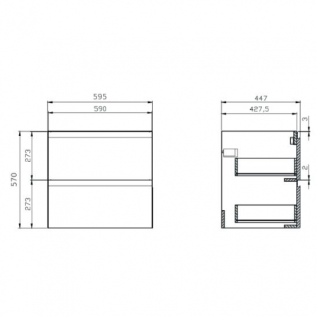 Set mobilier baie pentru lavoar, 2 sertare, blat inclus, polite prosop, alb-stejar, 80 cm, Cersanit Moduo [2]