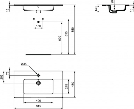 Set dulap baie suspendat gri inchis Ideal Standard Tempo cu lavoar inclus 82 cm [2]