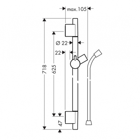 Bara dus cu furtun 65 cm inclus culoare negru mat Hansgrohe, Unica S Puro [1]