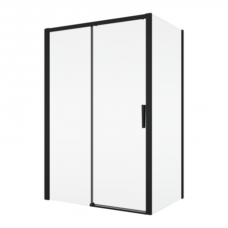 Cabine de dus simple - Cabina dus negru mat 100x80 cm, usa culisanta, grosime sticla 6 mm, tratament anticalcar, Ronal