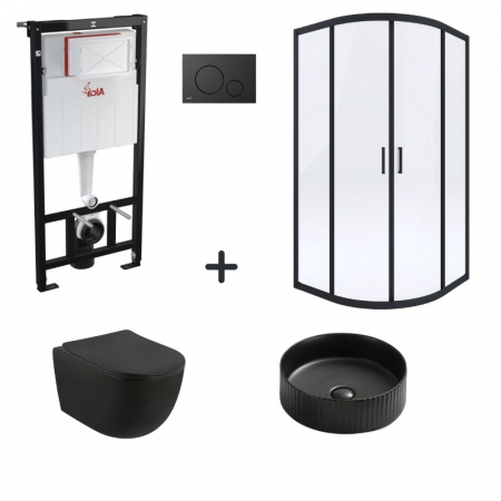 Perechea perfecta - Set baie amenajata complet, Industrial Black by Foglia