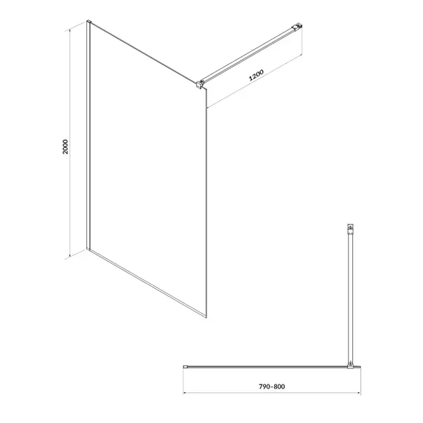 Paravan de dus tip Walk-in Cersanit Mille crom 80x200 cm, grosime 8 mm [1]
