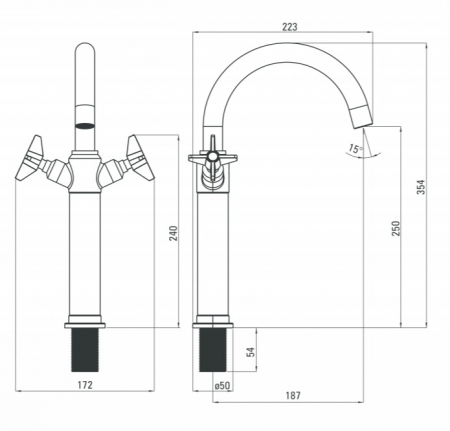 Set lavoar baie dreptunghiular alb lucios Foglia plus baterie lavoar Deante Temisto alama periata [2]