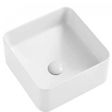 Baie - Lavoar pe blat alb lucios, patrat, 38 cm, Fluminia Ceres