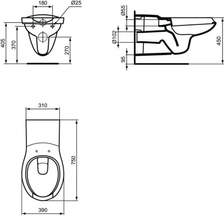 Vas wc suspendat pentru persoane cu dizabilitati Ideal Standard Contour 21 alb cu capac inclus [2]