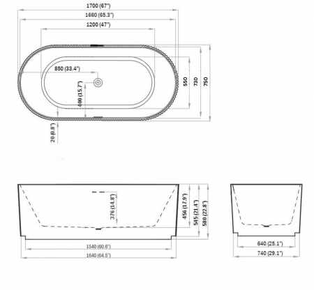 Set cada freestanding ovala 3D, vas wc rimless cu capac soft close, rezervor incastrat si clapeta neagra [1]