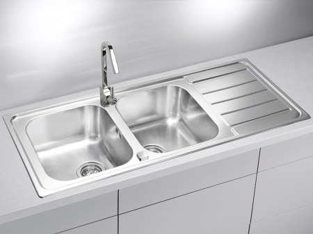 Chiuveta bucatarie inox cu doua cuve si picurator Alveus Line 100 [1]
