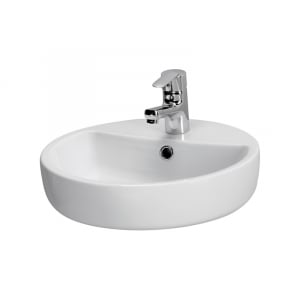 Chiuvete baie - Lavoar pe blat alb lucios 44 cm, rotund, Cersanit Caspia