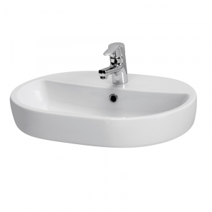 Chiuvete baie - Lavoar pe blat alb lucios 60 cm, oval, Cersanit Caspia
