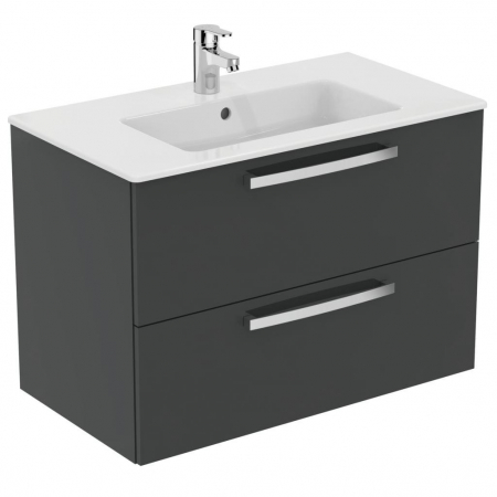 Mobilier baie - Set dulap baie suspendat gri inchis Ideal Standard Tempo cu lavoar inclus 82 cm