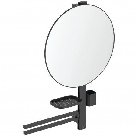 Accesorii lavoar - Set accesorii baie pentru lavoar Ideal Standard Alu+ negru mat 80 cm, oglinda fixa