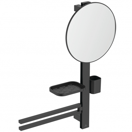 Accesorii lavoar - Set accesorii baie pentru lavoar Ideal Standard Alu+ negru mat 70 cm, oglinda fixa