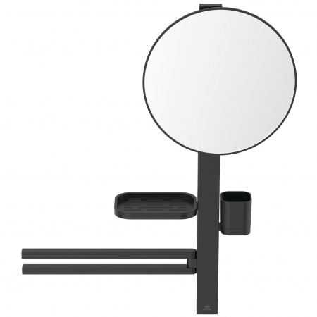 Set accesorii baie pentru lavoar Ideal Standard Alu+ negru mat 70 cm, oglinda fixa [1]