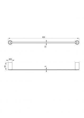Suport prosoape baie, crom, 620 x 35 x 66 mm, Deante Arnika [1]
