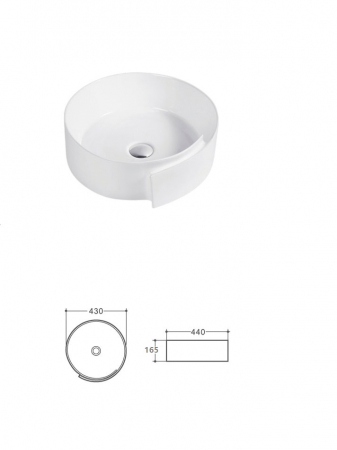 Lavoar pe blat alb lucios 44 cm, rotund, Fluminia Amor [6]