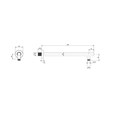 Bara de dus 40 cm, negru mat, Villeroy&Boch, Universal Showers [3]