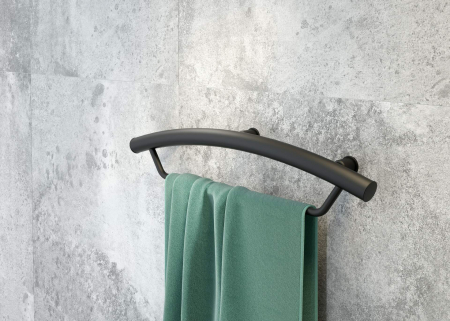 Bara de sustinere, cu suport prosop, 2 in 1, negru, montare pe perete Deante Vital [1]