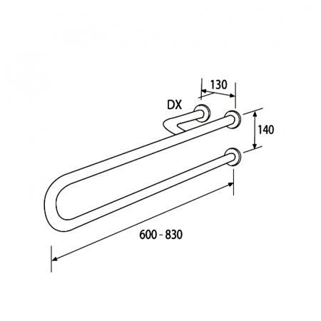Bara suport ajutatoare cu sprijin pe stanga, 60 cm, alb, Thermomat [1]