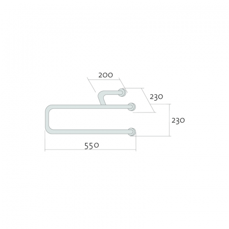 Bara suport ajutatoare cu sprijin pe stanga, 55 cm, crom, Cersanit Etiuda [2]