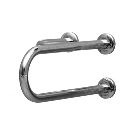 Accesorii baie persoane cu dizabilitati - Bara suport ajutatoare cu sprijin pe stanga, 55 cm, crom, Cersanit Etiuda