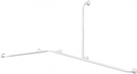 Accesorii baie persoane cu dizabilitati - Bara suport ajutatoare pe colt, cu tija verticala dreapta, alb, Thermomat