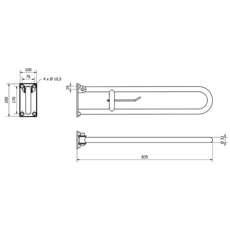 Bara suport ajutatoare rabatabila cu suport hartie igienica, 83 cm, alb, Thermomat [1]