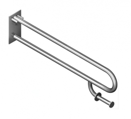 Accesorii baie persoane cu dizabilitati - Bara suport ajutatoare rabatabila 83,4 cm cu suport hartie igienica, otel inixidabil, Jika Universum