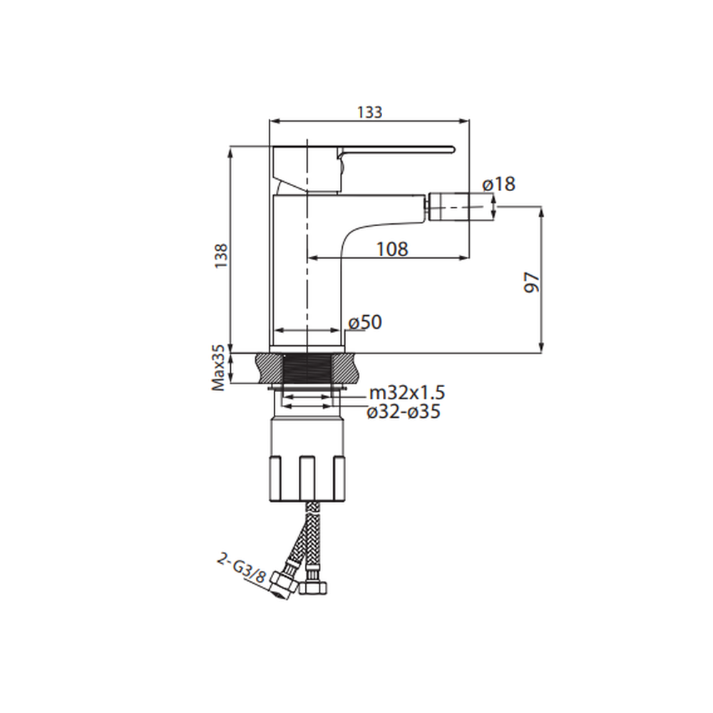 Baterie bideu Cersanit Virgo, crom lucios [1]
