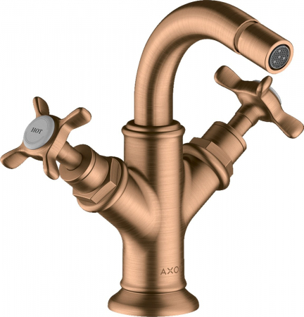 Baterii bideu - Baterie bideu bronz periat, dubla comanda, ventil pop-up inclus, Hansgrohe Axor Montreux