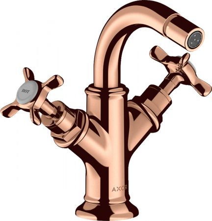 Baterii bideu - Baterie bideu red gold lucios, dubla comanda, ventil pop-up inclus, Hansgrohe Axor Montreux