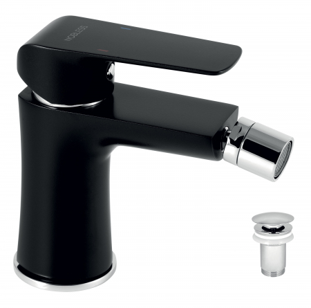 Baie - Baterie bideu culoare negru cu ventil inclus Ferro Tina