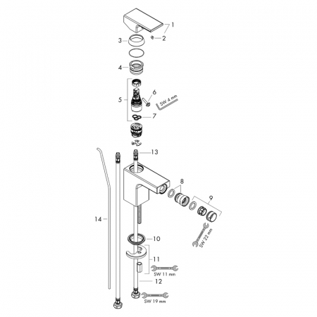 Baterie bideu culoare crom lucios Hansgrohe Vernis Shape cu ventil pop-up [2]