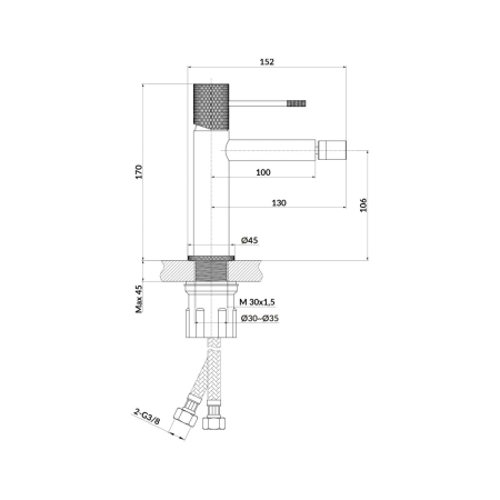 Baterie bideu, cupru periat , Cersanit Zen [1]