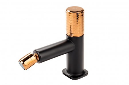 Baterie bideu FDesign Ardesia cu ventil, negru mat/rose gold lucios [2]