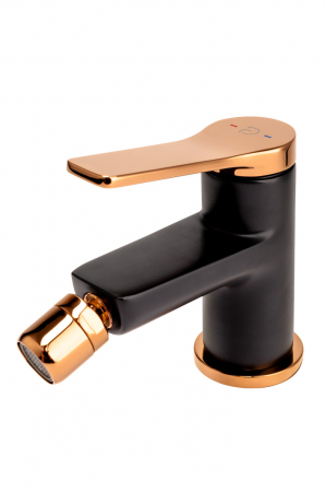 Baterie bideu FDesign Seppia cu ventil, negru mat/rose gold lucios [2]