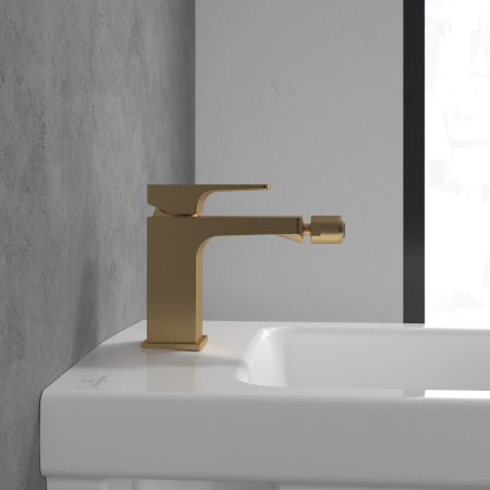 Baterie bideu, ventil cu tija inclus, auriu periat, Villeroy&Boch  Architectura Square [1]