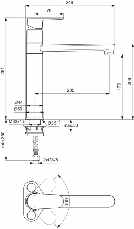 Baterie bucatarie Ideal Standard Cerafine O negru mat, cu pipa pivotanta [5]