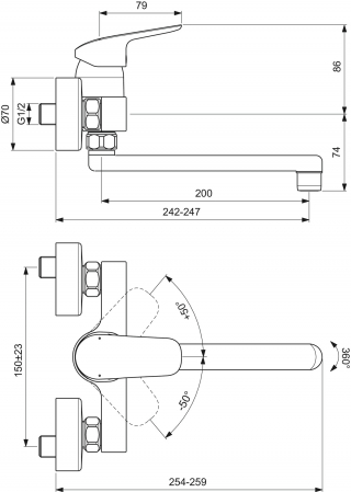 Baterie chiuveta bucatarie Ideal Standard Ceraflex cu montaj perete crom lucios [3]