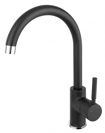Baterii clasice bucatarie - Baterie bucatarie culoare negru mat tip lebada Ferro Lugio