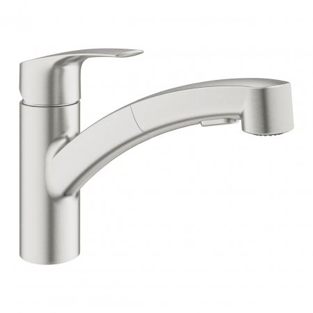 Baterii bucatarie cu dus - Baterie chiuveta bucatarie cu dus extractibil Supersteel Grohe Eurosmart New