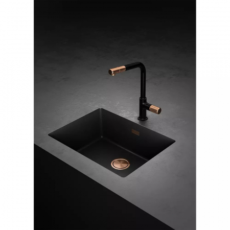 Baterie chiuveta bucatarie cu dus extractibil FDesign Ardesia, negru mat/rose gold lucios [2]