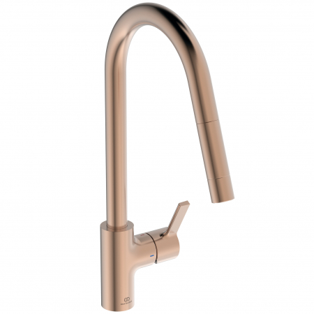 Baterii bucatarie cu dus - Baterie chiuveta bucatarie cu dus extractibil Ideal Standard Gusto cupru sunset rose