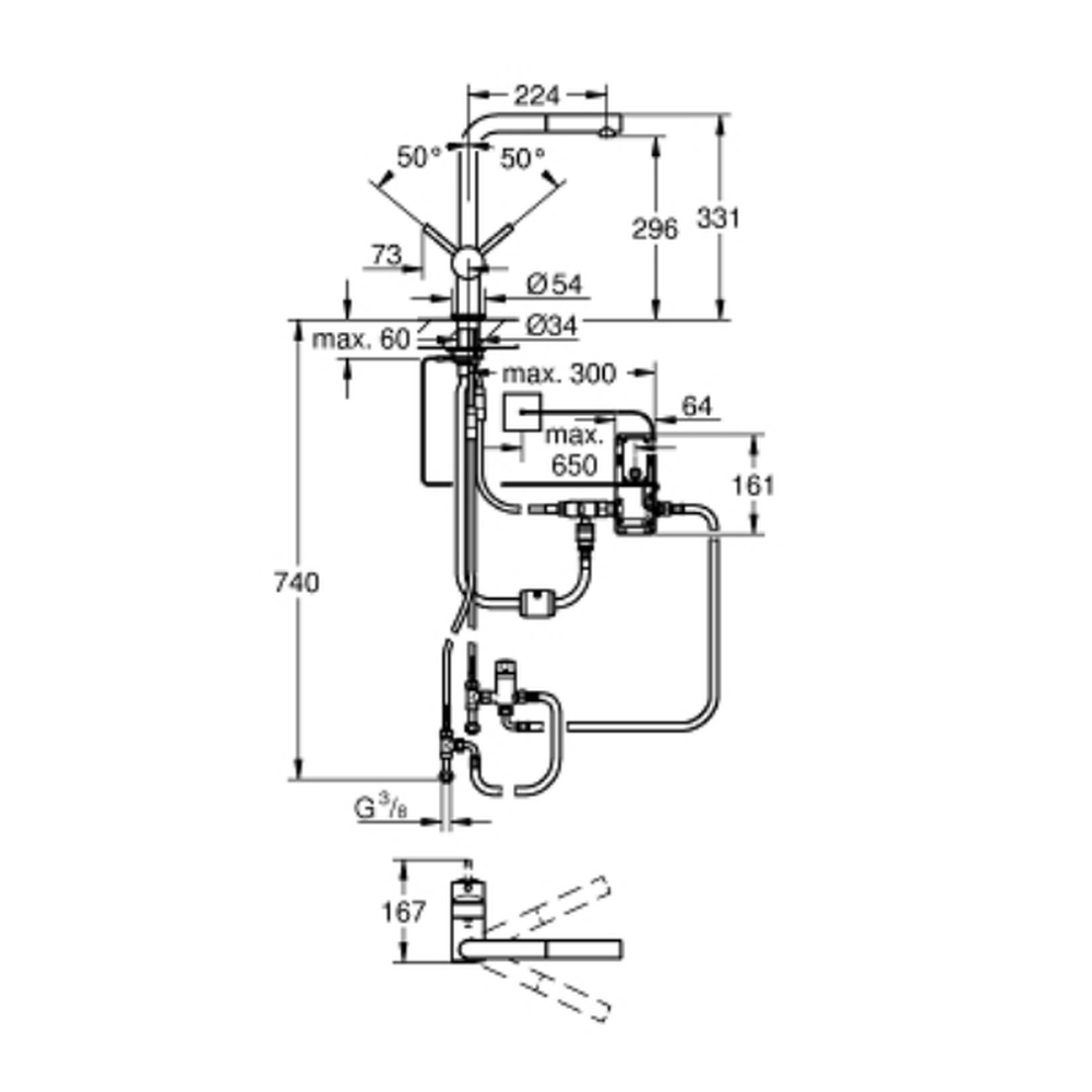 Baterie chiuveta bucatarie cu dus extractibil crom Grohe Minta Touch [1]