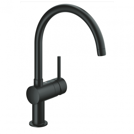 Baterii clasice bucatarie - Baterie chiuveta bucatarie cu pipa pivotanta negru mat Grohe Minta