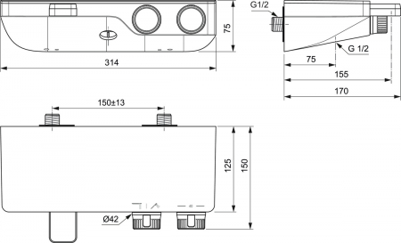 Baterie cada sau dus termostatata Ideal Standard Ceratherm S200 crom lucios [4]
