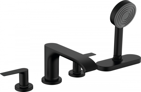 Baterii cada - Baterie cada culoare negru mat cu 4 orificii si sBox, Hansgrohe Vivenis