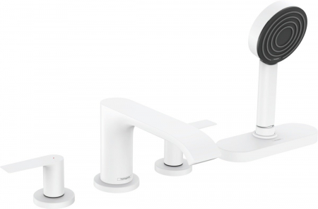 Baterii cada - Baterie cada culoare alb mat cu 4 orificii si sBox, Hansgrohe Vivenis
