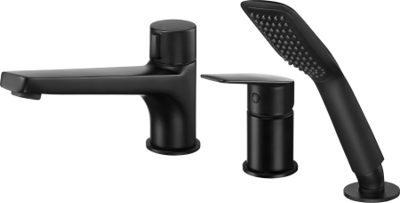 Baterii cada - Baterie cada culoare negru Deante cu 3 orificii, Jasmin